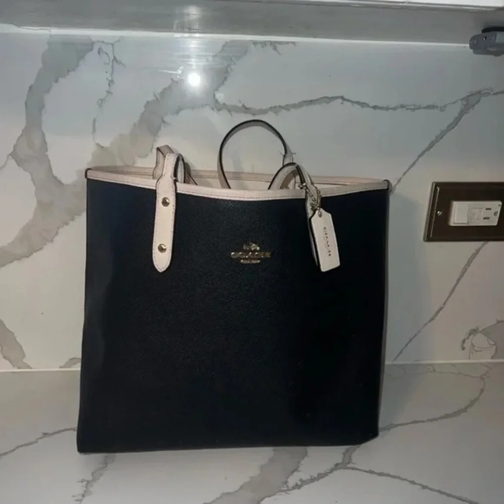 Coach black and white City Tote Reversible purse